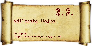 Némethi Hajna névjegykártya